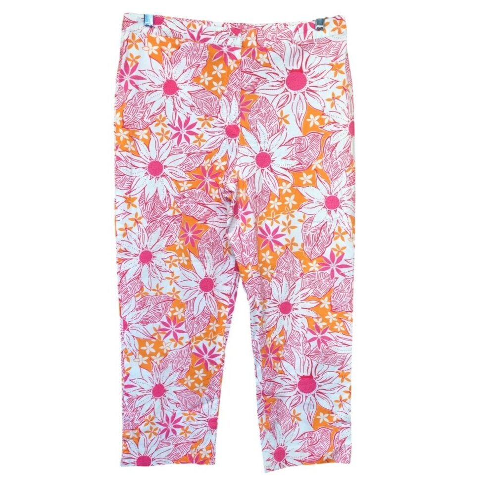 Lilly Pulitzer Womens Floral Capri Pants Size 10 Preppy Coastal Bloomcore Daisy